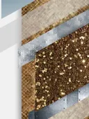 Luxe abstract schilderij met gouden glitter en luchtblauw accent