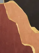 Abstract schilderij met gouden golflijn tussen terracotta en zwart