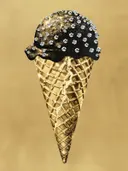 Stillevenschilderij van een gouden ijsje met diamanten