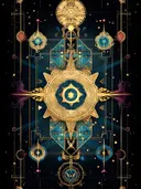Gouden mystiek mandala-kompas met centraal oog