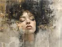 Portret vrouw met krullen en goudspatten