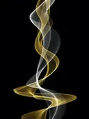 Abstract schilderij met gouden en grijze lichtspiraal