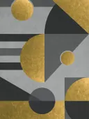 Art-deco-schilderij met gouden manen en cirkels