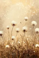 Gouden paardenbloemen met reliëf-textuur in veldcompositie