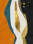 Abstract schilderij met gouden piekvorm