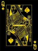 Gouden Koningin van Schoppen speelkaart illustratie
