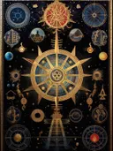 Gouden astronomische sterrenkaart met planeten