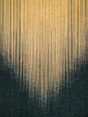 Abstract schilderij met gouden lichtstrepen en sterren