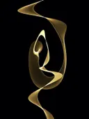 Abstract schilderij met gouden vlamvorm