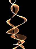Abstract schilderij met gouden vlammenspiraal