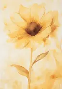Aquarel schilderij van een gouden zonnebloem