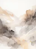 Abstract landschap van een gouden bergpas tussen donkere rotsformaties.