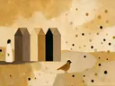 Figuur in camel en ivoor, schilderij