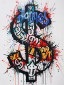 Graffiti schilderij van een dollarteken