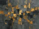 Abstract schilderij met het paletmes in grafiet en amber