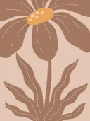 Illustratie van een grote gestileerde bloem in bruintinten