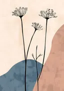Grafische compositie van zaaddozen en droogbloemen