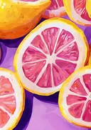 Schilderij van grapefruit plakken