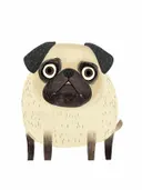 Schilderij van een grappige pug met grote ogen, kinderkamer decoratie