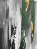 Abstract industrieel schilderij met grijze textuur en gouden streep