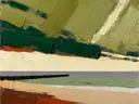 Schilderij: groene duinen boven het strand