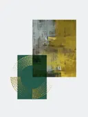Abstract schilderij met smaragdgroen en gouden stippencirkel