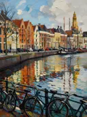 Groningen, Hoge der A in bijna abstract, schilderij van Groningen