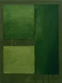 Kwastslag schilderij, grote blokken in Kas Vol Groen