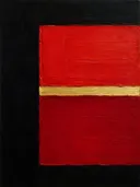 Paletmes abstract schilderij, grote blokken in vuurrood