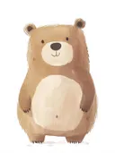 Schilderij met grote knuffelbeer in aquarelstijl