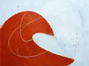Kwastslag schilderij, grote organische vorm in Ijs en Vuur