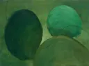 Kwastslag schilderij, grote organische vorm in Kas Vol Groen