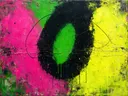Meswerk schilderij, grote organische vorm in Neon Nachtclub