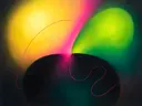Nevel schilderij, grote organische vorm in Neon Nachtclub