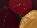 Paletmes abstract schilderij, grote organische vorm in granaatappel