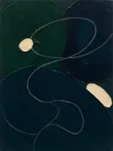 Paletmes abstract schilderij, grote organische vorm in nacht