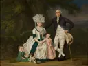 Guilaume François Imbert de Wattines met echtgenote en kinderen in een landschap van Augustijn Claterbos: landschap