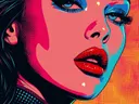 Close-up van vrouwengezicht in comic pop-art stijl