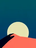 Minimalistisch silhouet van hand en berg met maan