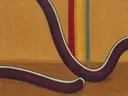 Hangende sliert in diep aubergine en mint, schilderij van hangende sliert