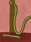 Hangende sliert in olijf en crème, schilderij van hangende sliert