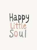 Schilderij met de tekst Happy Little Soul in speelse gekleurde letters