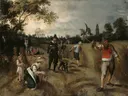 Harvest van Sebastiaen Vrancx: figuren