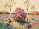 Heide in helder het volle beeld in een bloementuin, schilderij van heide