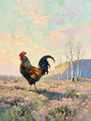 Heide in licht het vergezicht tegen een muur in de schaduw, schilderij van heide