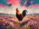 Heide in warm het volle beeld in een bloementuin, schilderij van heide