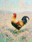 Heide van dichtbij in gedempt de mist, schilderij van heide van dichtbij