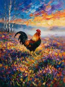 Heide van dichtbij in helder de mist, schilderij van heide van dichtbij