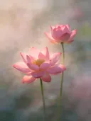 Fotografie van heilige lotus in de ochtendmist