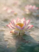 Fotografie van heilige lotus in de ochtendmist